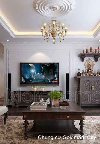  Thiết kế nội thất phòng khách chung cư Goldmark City - Chị Hạnh